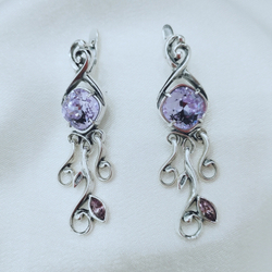 "Олеандр" серьги в серебряном покрытии из коллекции "Милан" от Jenavi  с английским замком