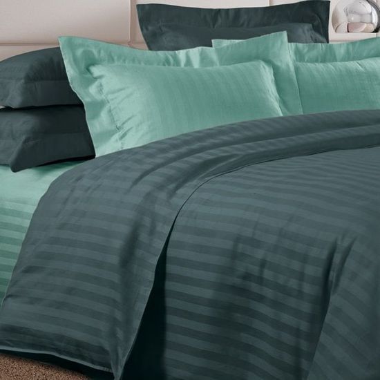 Двуспальный с европростынёй комплект постельного белья Конфитюр Страйп-сатин