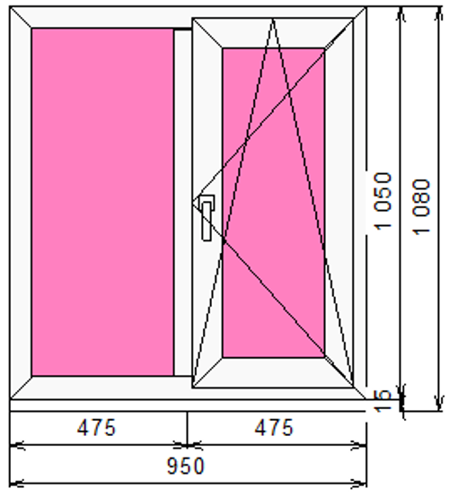 Пластиковое окно 1050 х 950 ТермА Эко