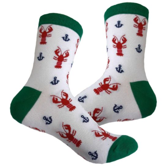 Носки "Красные раки и якоря", р-р 35-38 (белый, зеленый контраст)