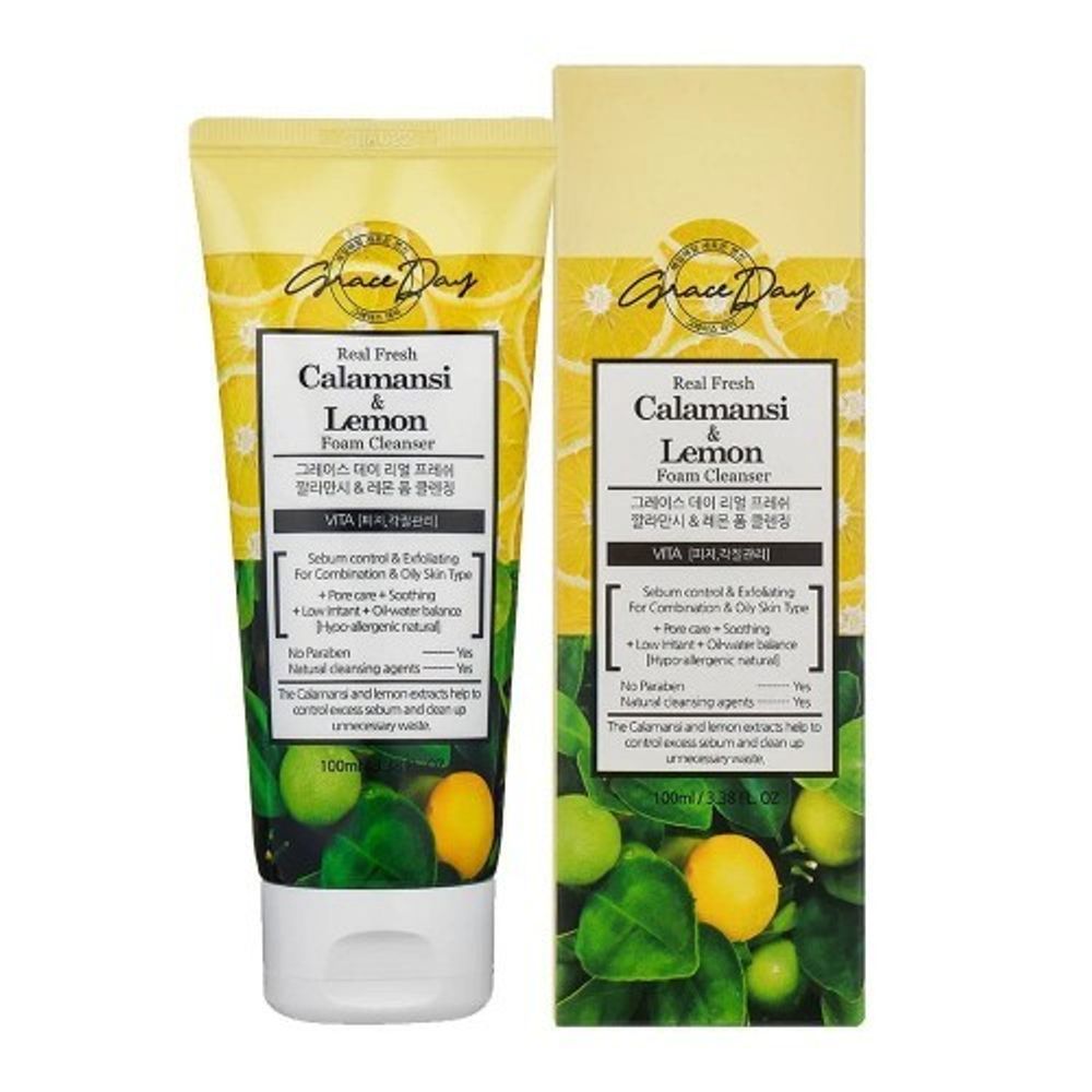 Пенка для умывания с экстрактами лимона и каламанси GRACE DAY  Calamansi&Lemon Foam Cleanser 100 мл