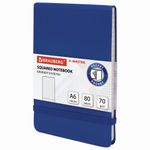 Блокнот в клетку с резинкой МАЛЫЙ ФОРМАТ А6 (100x150 мм), 80 л., балакрон синий "BRAUBERG X-Writer", 111051