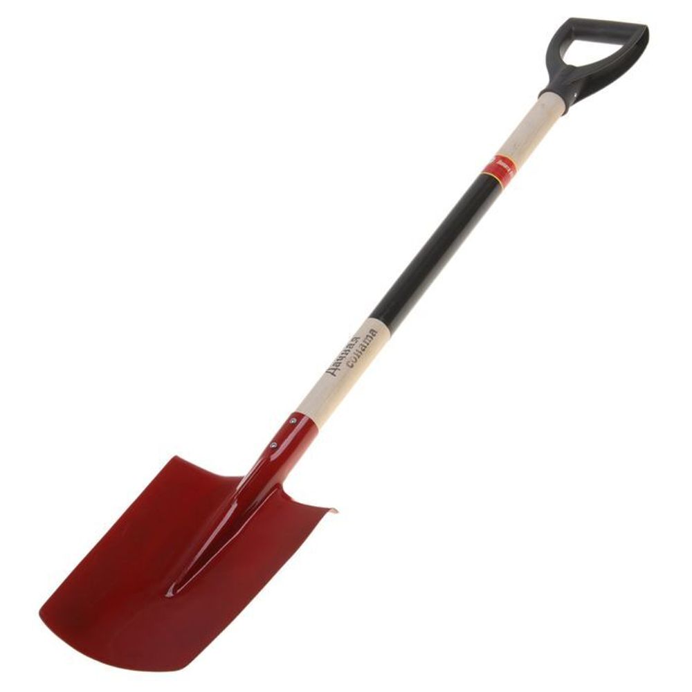Лопата штыковая, прямоугольная, L = 118 см, деревянный черенок, с ручкой