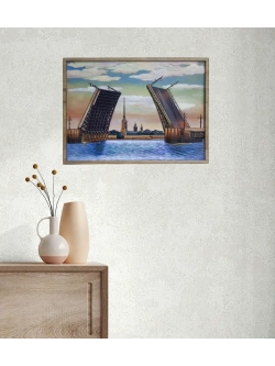 Картина из дерева "Разводные мосты" 40х29х1 см