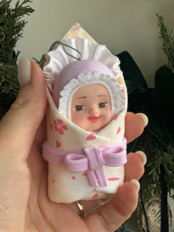 Елочная игрушка Пупсик в одеялке. Девочка