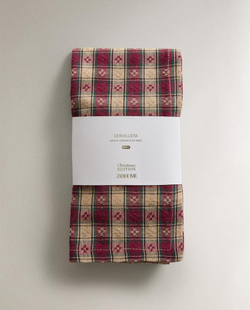 ZARA HOME НАБОР РОЖДЕСТВЕНСКИХ САЛФЕТОК В КЛЕТКУ (2 ШТ.), ТЕМНО-КРАСНЫЙ