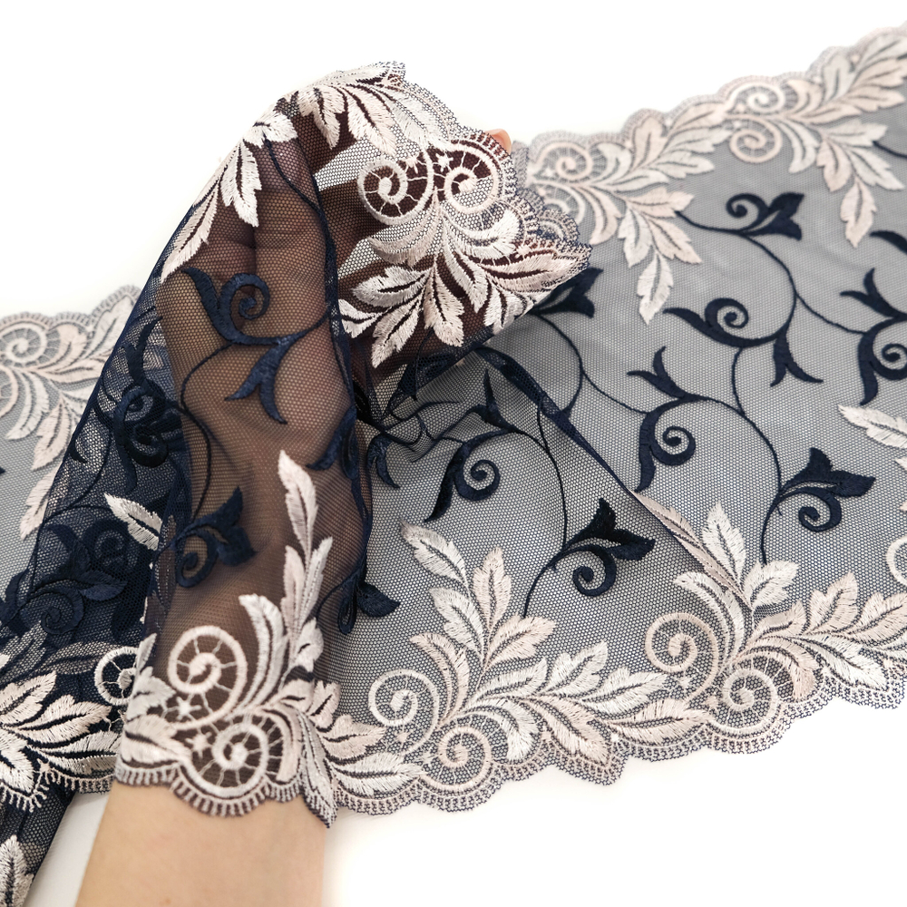 Вышивка на сетке Adeline СИНИЙ/ПУДРА, 21,5см