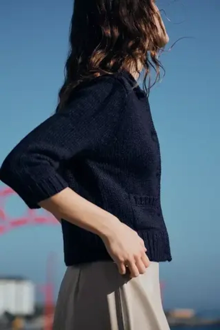 ZARA КАРДИГАН С РУКАВАМИ 3/4, МОРСКОЙ СИНИЙ
