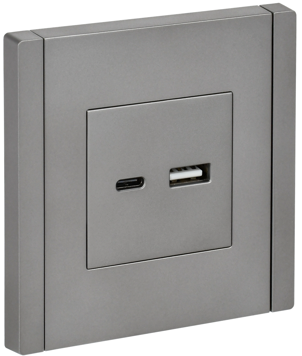 FORTE&PIANO Розетка USB A+C 3,1А FP550 сталь IEK