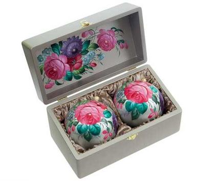 Set of 2 Christmas ball in a wooden box SET04D08112022001