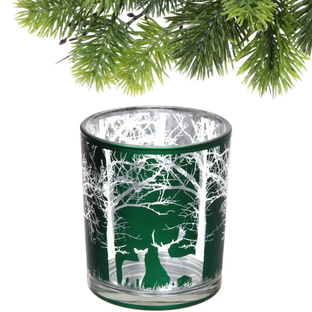 Подсвечник «Зимний лес» 8,5*10 см, Изумруд