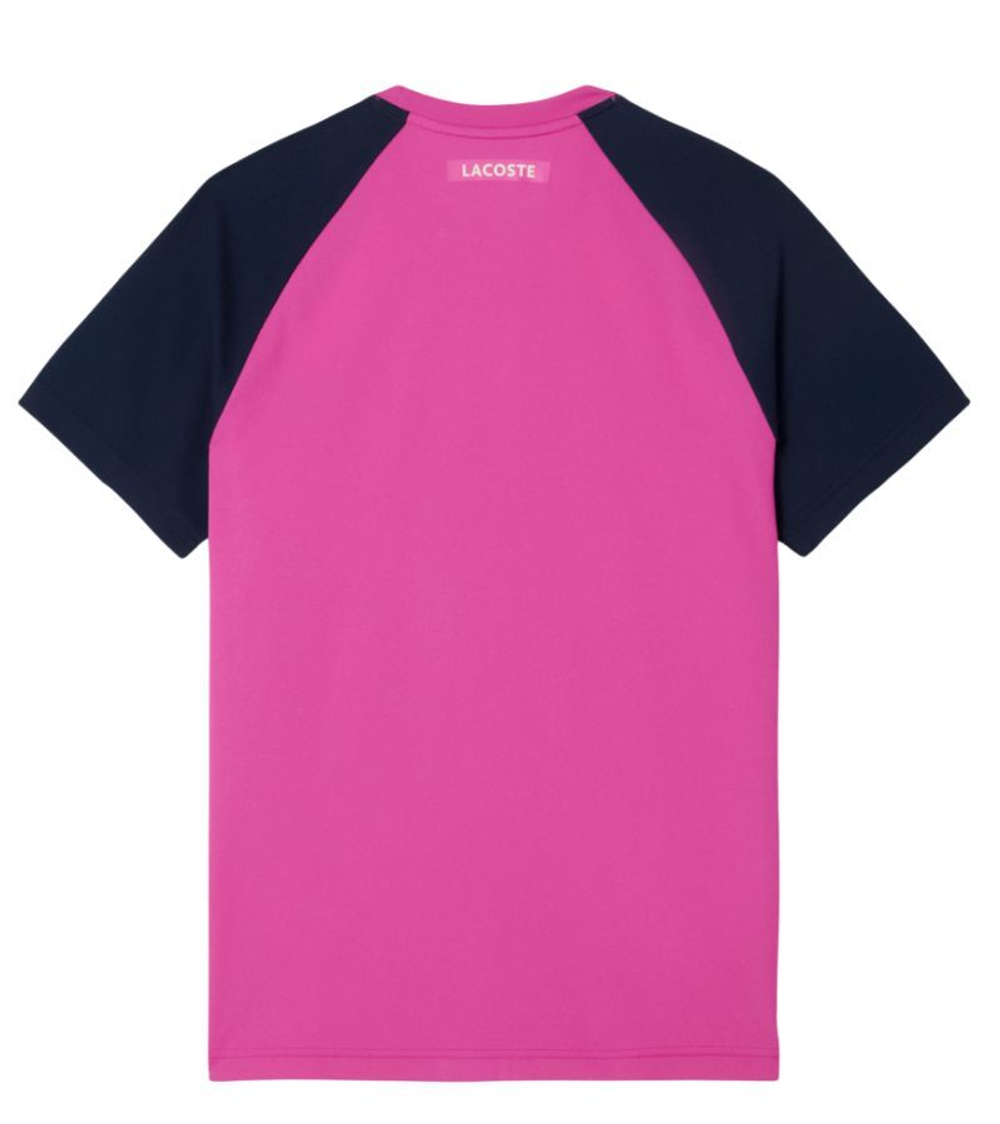 Мужская теннисная футболка Lacoste Ultra Dry Colour-Block Tennis - Розовый