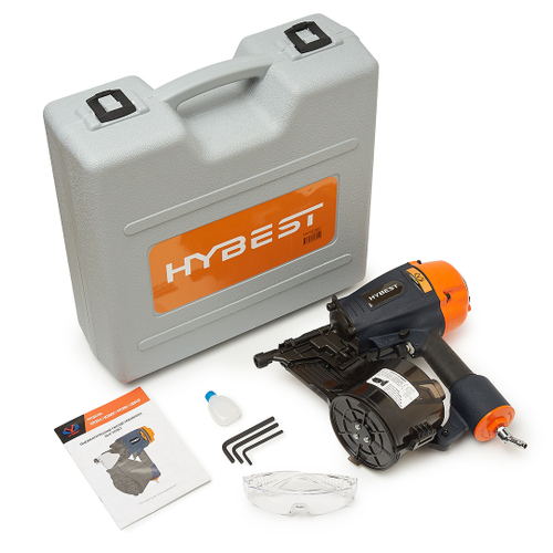Пистолет гвоздезабивной для строительства HYBEST HCN90P (пневматический, гвозди CNW, магниевый)