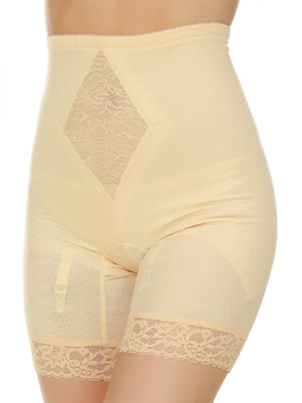 Корсетные панталоны с кружевной отделкой (Размер: XL) (Цвет: бежевый)