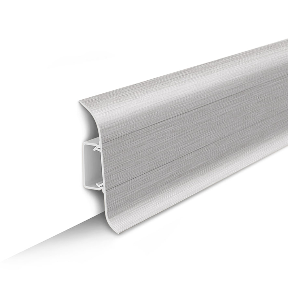 Плинтус ПВХ Идеал Классик 186 Алюминий 2200х55х22 мм