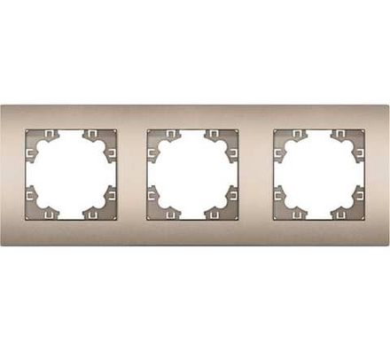 Рамка трехместная горизонтальная "UNIVersal" серия "Афина" шампань (еврослот) (HU2330)