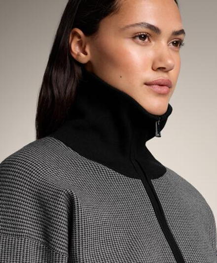 Oysho Вязаная куртка с принтом «гусиная лапка», черный