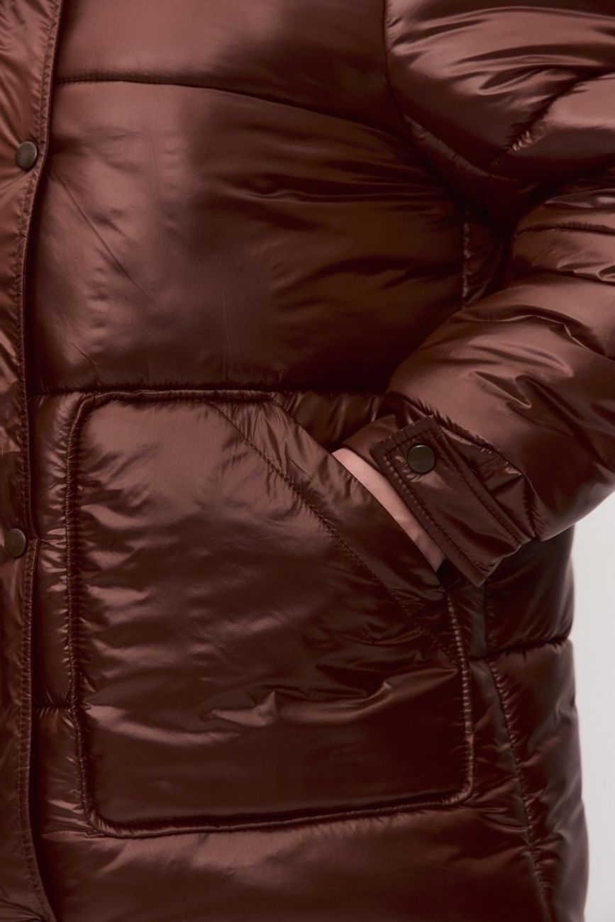 Куртка стеганая удлиненная, шоколад