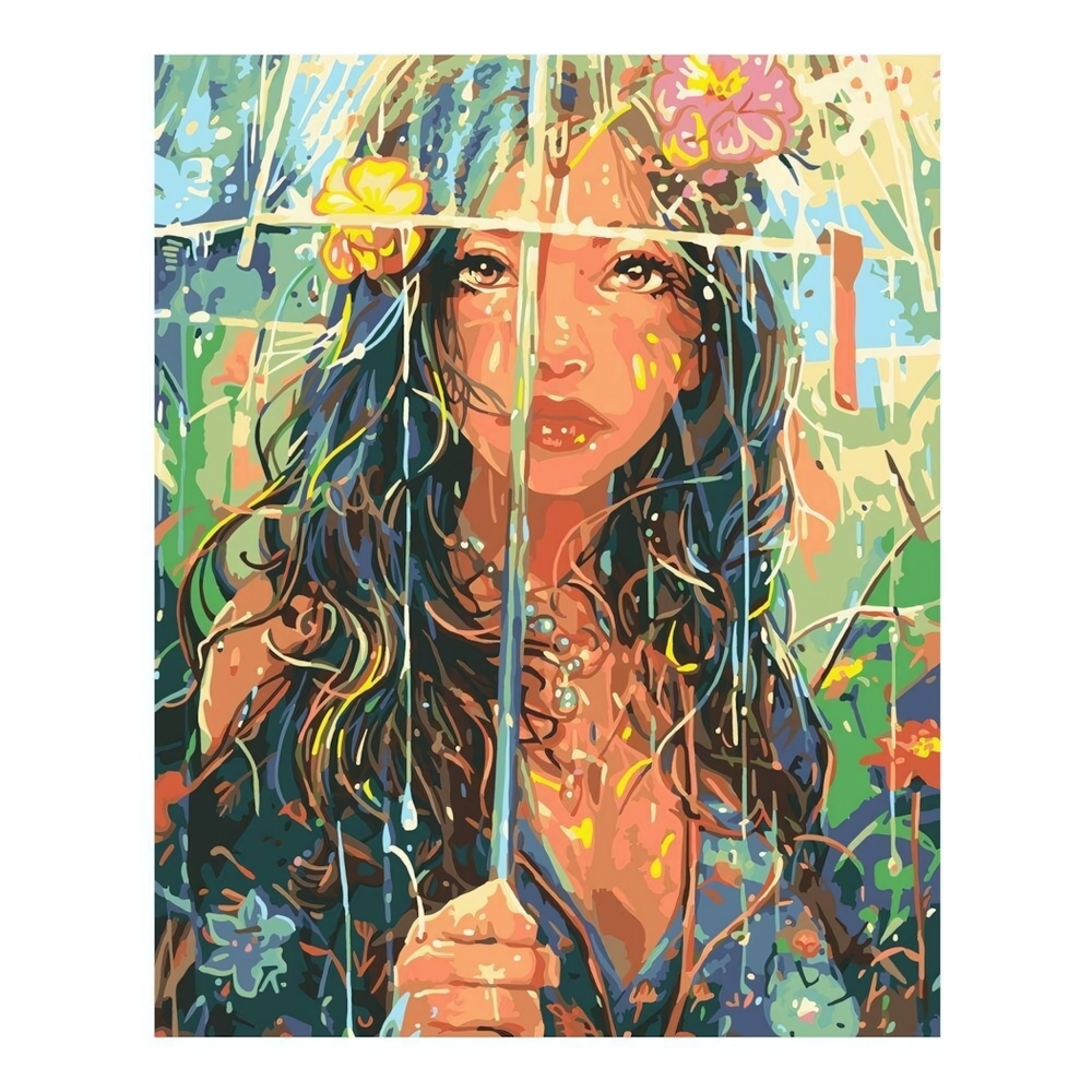 Картина по номерам 40*50см "Под зонтом" (на подрам.) (Lori)