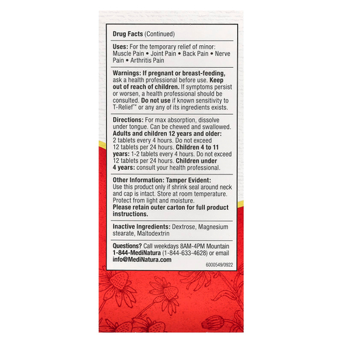 MediNatura, T-Relief, арника +12, 100 таблеток