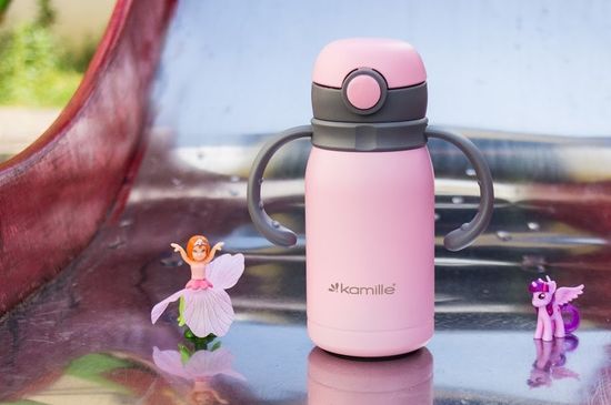 Термос для детей 300 мл. Kamille KM-2019 с ручками и трубочкой из нержавеющей стали