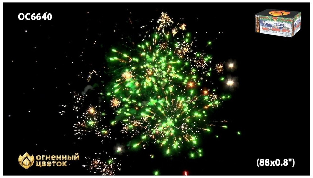 Фейерверк  батарея салютов Огненный Цветок "Новогодний
 Экспресс", фитильный, 88 выстрелов, высота 30м