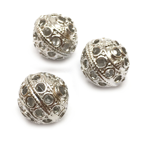 Бусины "Бали" 12х10 мм, родий