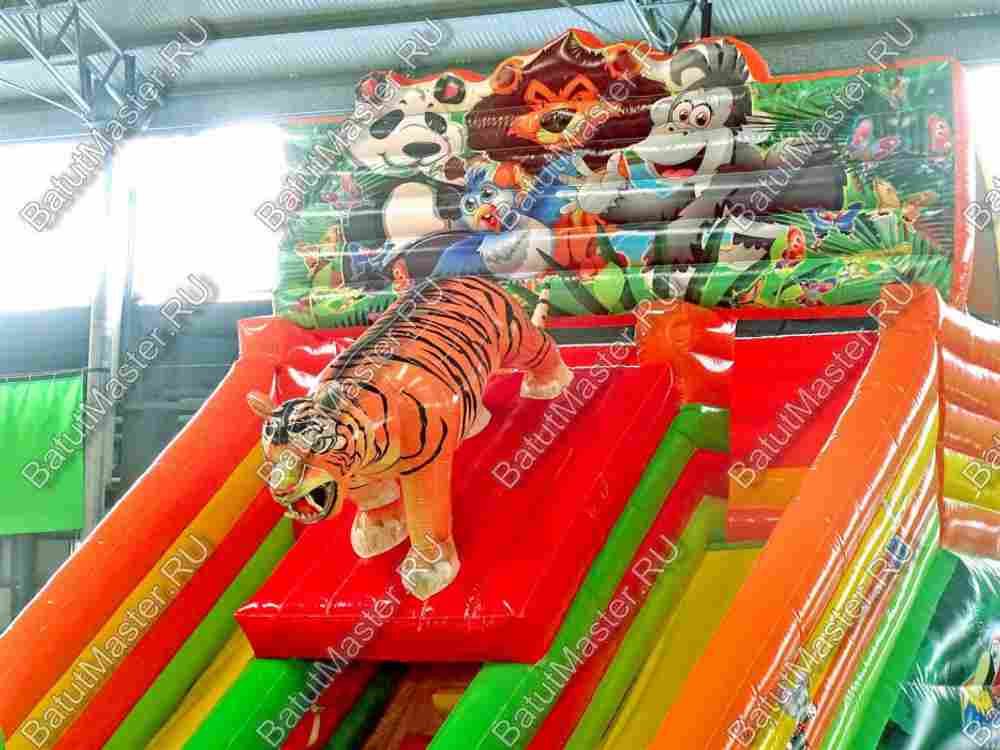 Детский надувной батут-горка "Зов тигра", размер 10*5*7 м