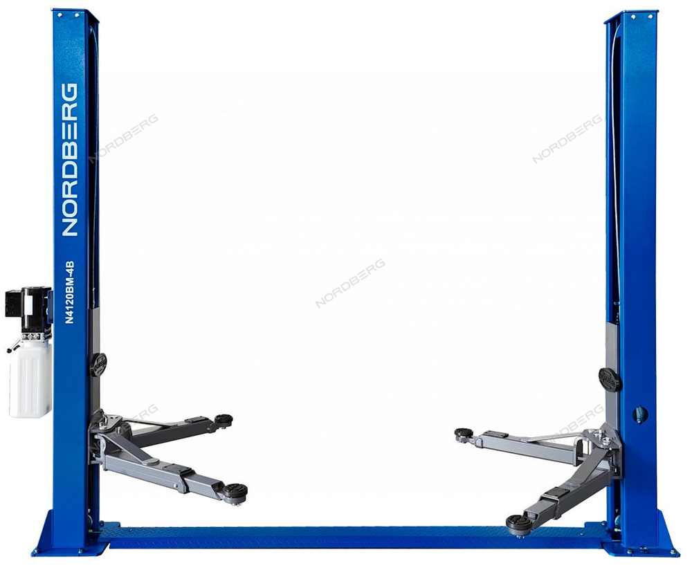 Подъемник 220V 2х стоечный 4т со снятием стопоров с одной колонны (синий)