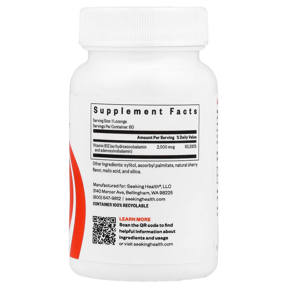 Seeking Health, Hydroxo-Adeno, витамин B12, 2000 мкг, 60 пастилок