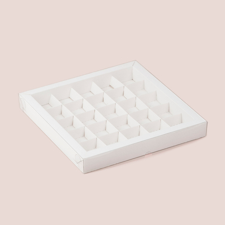 Коробка для 25 конфет с пластиковой крышкой