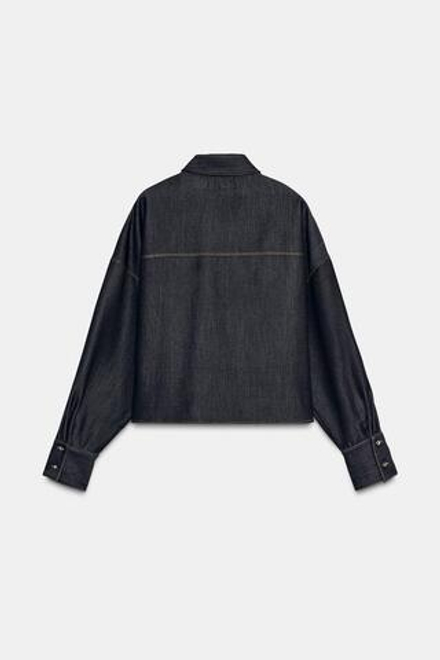 ZARA РУБАШКА ОВЕРСАЙЗ С КОНТРАСТНОЙ ОТДЕЛКОЙ, ЧЕРНЫЙ