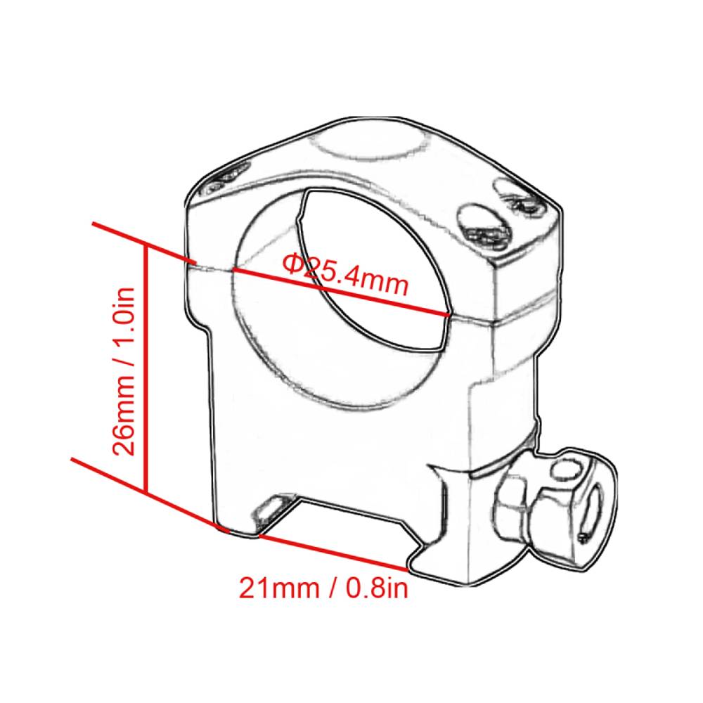 Кольца Vector Optics, D25.4мм, низкие, H25.4мм, Weaver, 4 винта (SCTM-37) на винтах