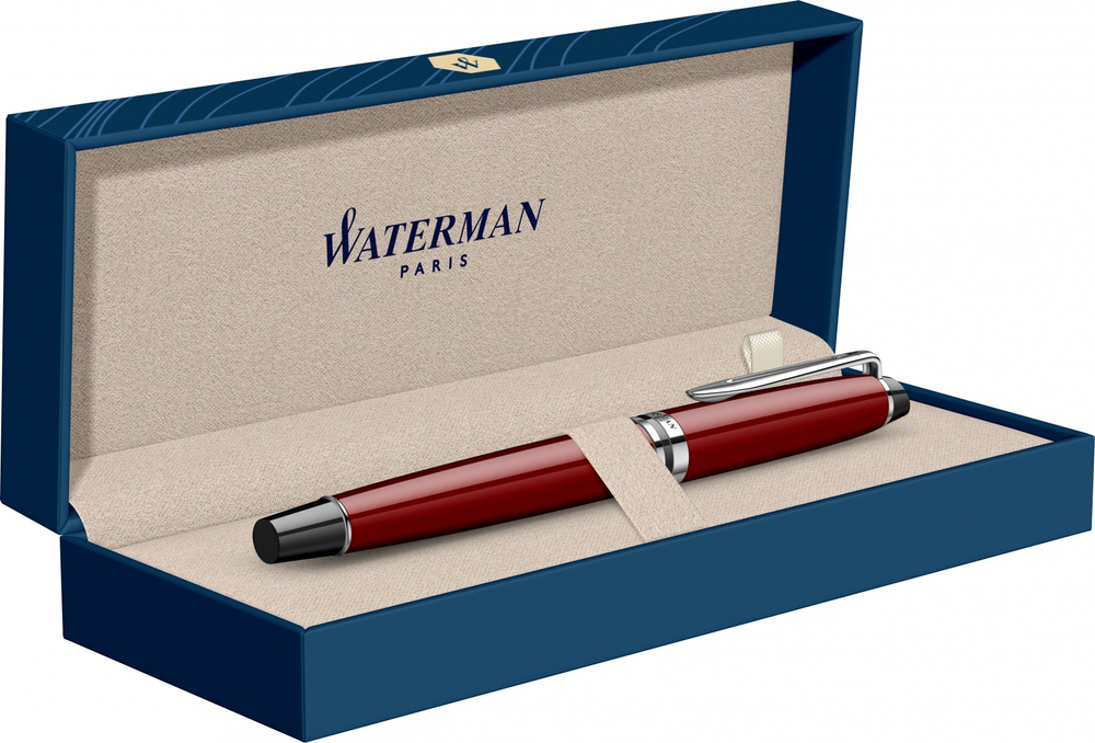 Перьевая ручка Waterman "Expert Dark Red Lacquer CT Black", перо: M, цвет чернил: blue.