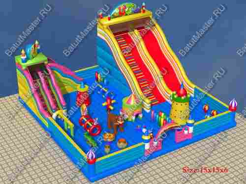 Большая площадка с высокой горкой "Дино-городок", 15*15*6 м