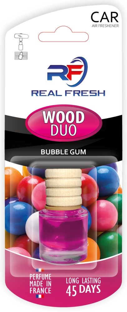 ОСВЕЖИТЕЛЬ ВОЗДУХА REAL FRESH WOOD-DUO BUBBLE GUM