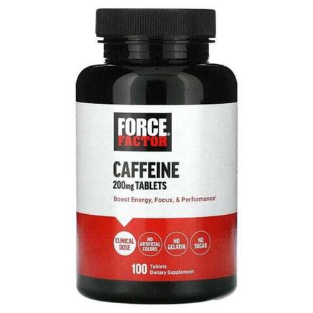 Предтренировочные комплексы Force Factor, Кофеин, 200 мг, 100 таблеток