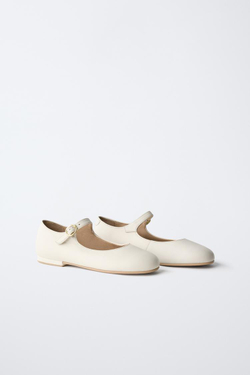 ZARA КОЖАНЫЕ ТУФЛИ, БЕЛЫЙ