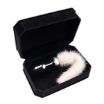 Малая анальная втулка 8,5см с белым хвостом ToyFa Metal 712022