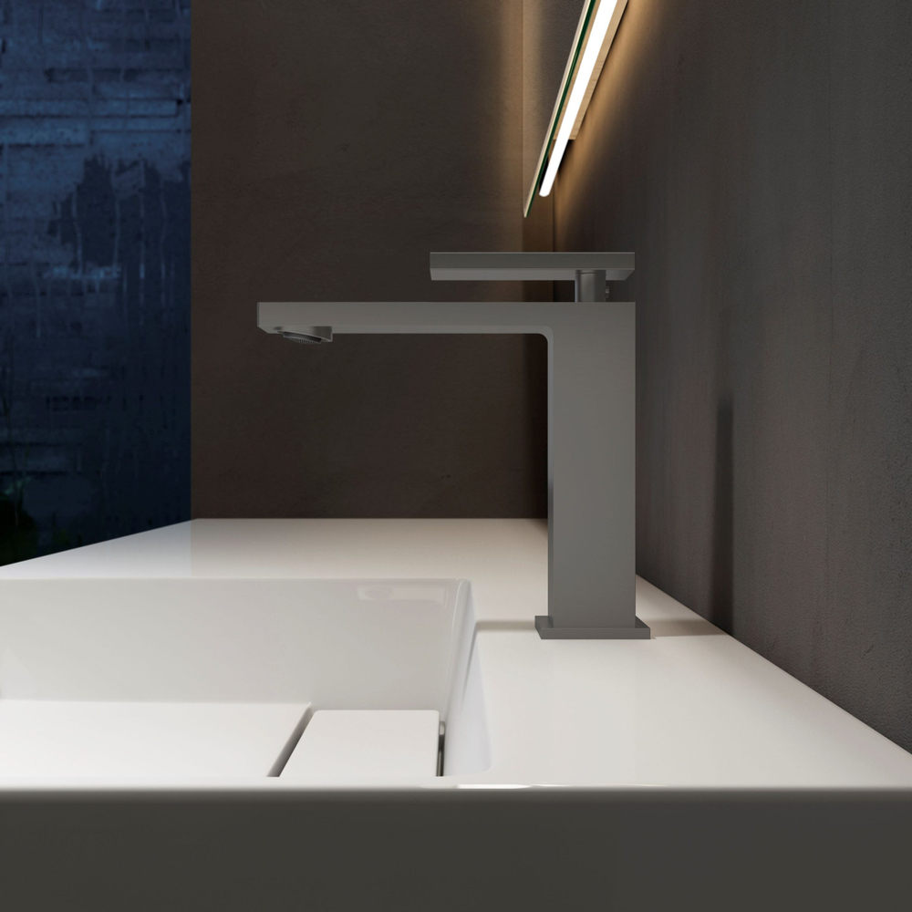 Смеситель для раковины Vincea Dice VBF-2DS1GM однорычажный, вороненая сталь