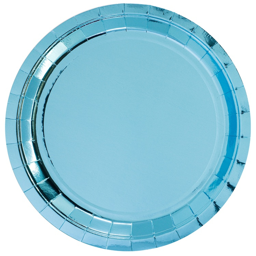 Тарелки фольгированные в голубом цвете, 17 см/ 23 см, 6 шт