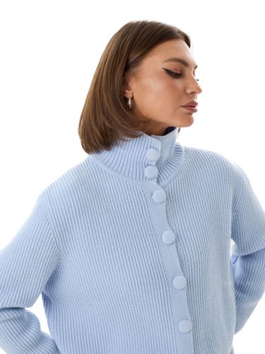 Голубой кардиган в рубчик на пуговицах