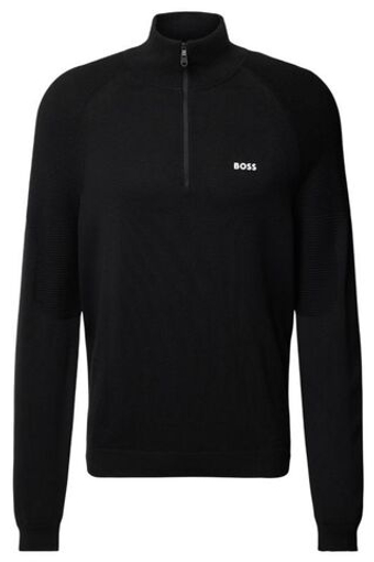 Мужская теннисная кофта BOSS Perform Max Zip Neck - черный