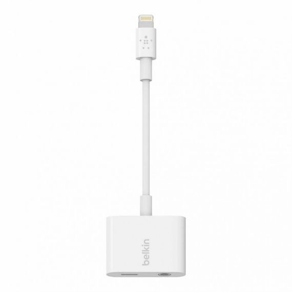 Переходник Belkin Lighting 8-pin папа/мама + Jack3.5 мама (F8J212btWHT) White
