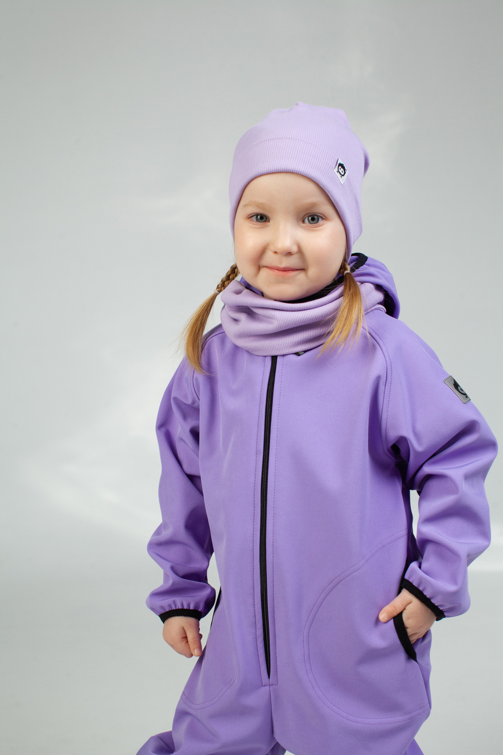 Комплект трикотажный шапка и снуд "Лавандовый"