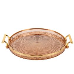 Поднос сервировочный с ручками d=27см. (акрил,пластик) (упаковочный пакет)