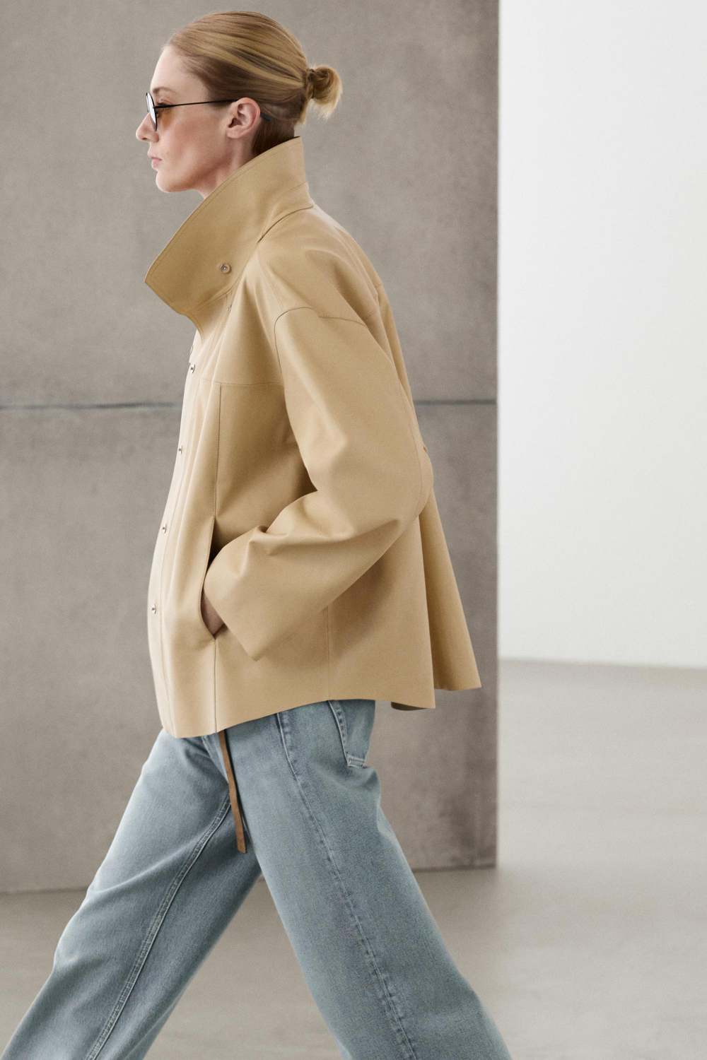 Massimo Dutti Рубашка из кожи наппа, ванильный