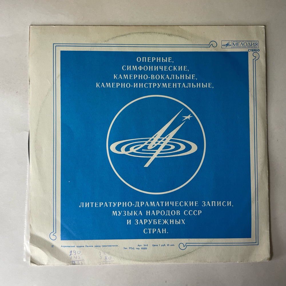 Винтажная виниловая пластинка LP Ленинградский Концертный Оркестр, Анатолий Бадхен, Воспоминание (СССР 1981) Вальс Из К-Ф Берегись Автомобиля