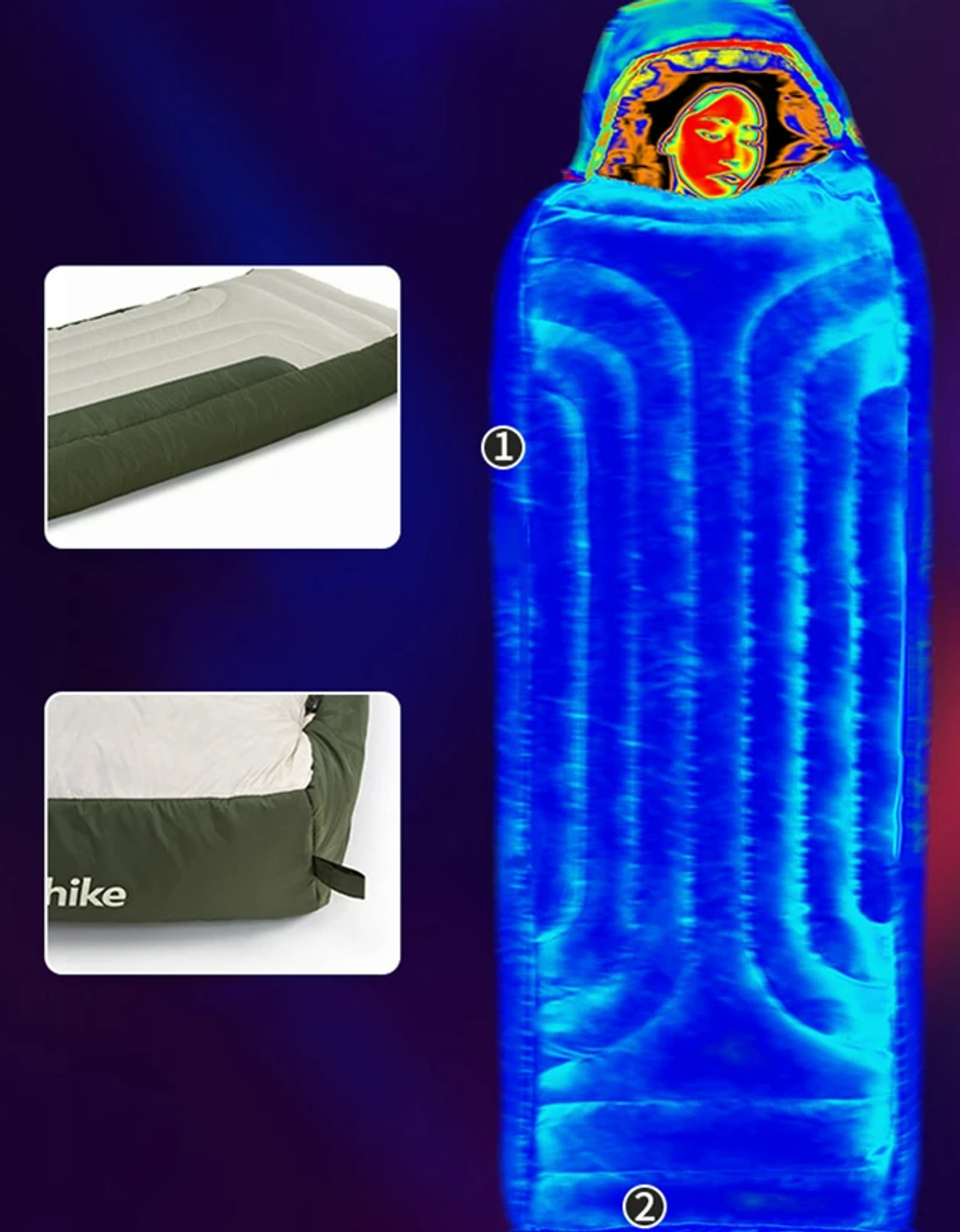 Мешок спальный Naturehike XR1500, 226х85 см, (правый) (ТК: -25C), бежево-зелёный