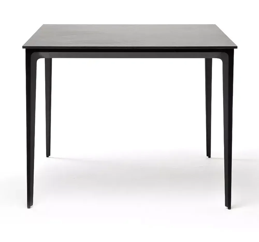 "Малага" обеденный стол из HPL 90х90см, цвет "серый гранит", каркас черный